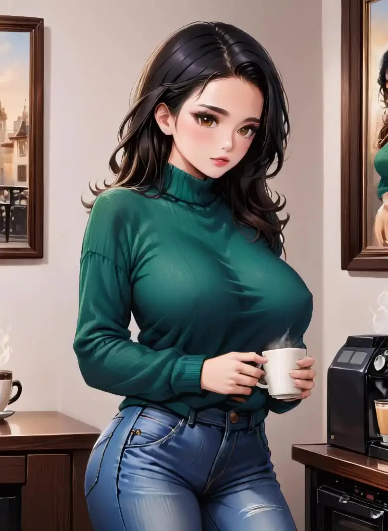 Ilustração de uma personagem adulta em estilo anime